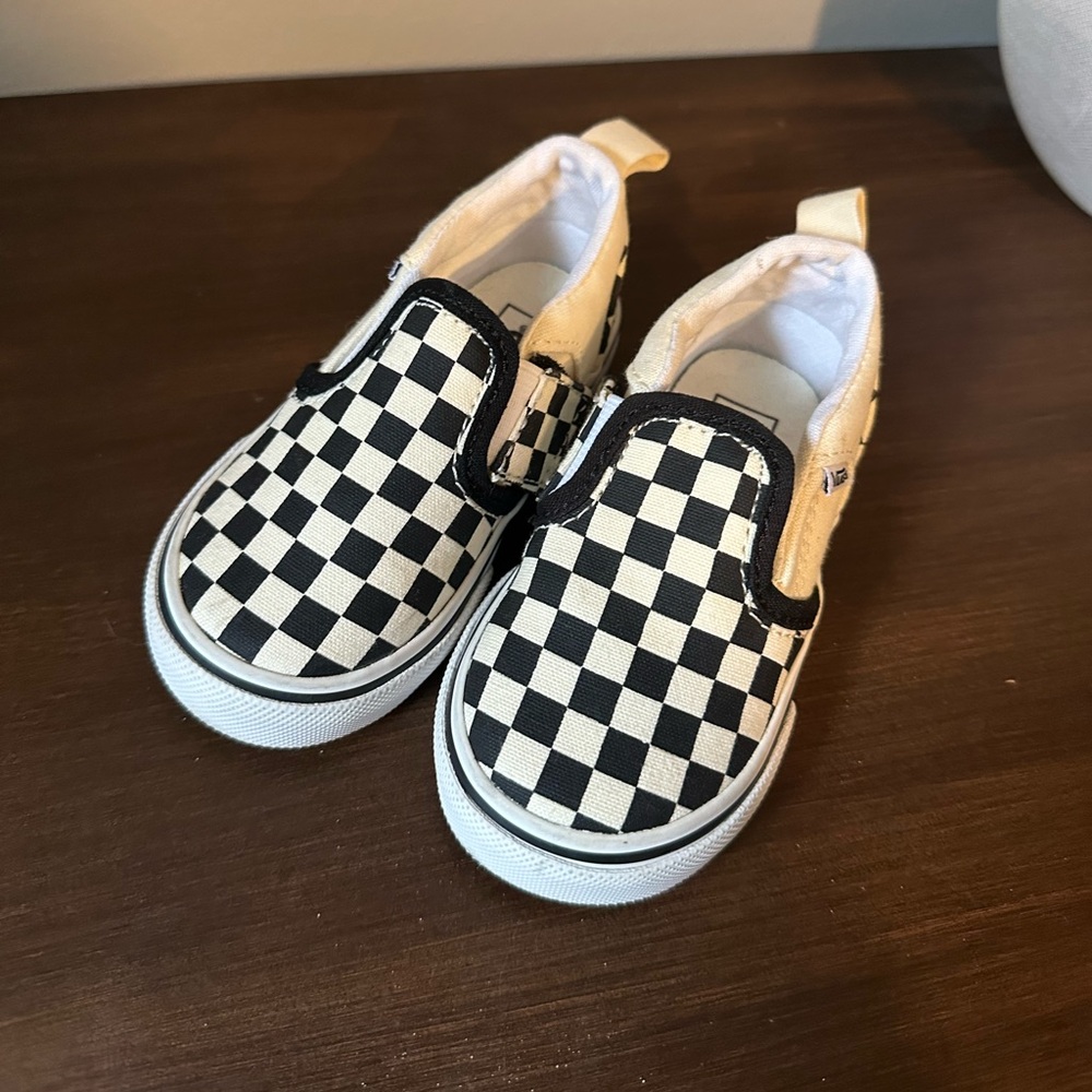 Vans Kids Black and White Checkered Slip-On Sneakers